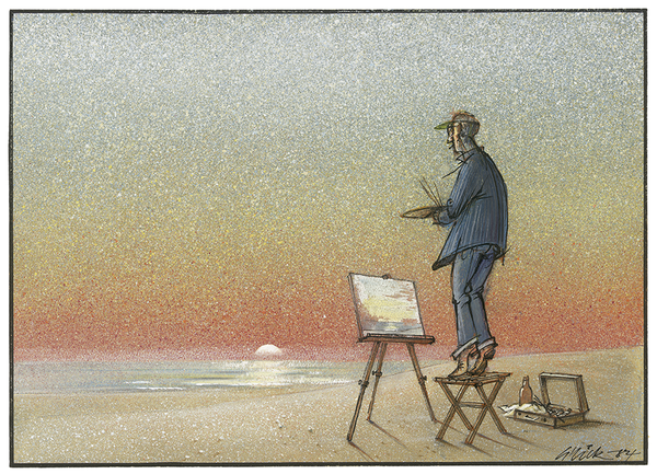 Maler vor Sonnenuntergang
